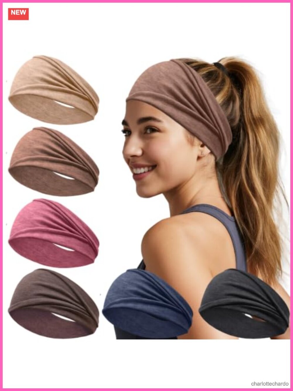 6 Pack Wide Headbands for Women - Soft Stretchy Non-Slip Hair Bands